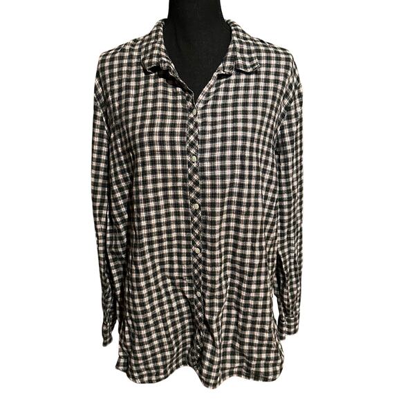 Eddie Bauer Plaid Button Front Light Flannel Shirt Women's Plus 2XL - Picture 1 of 8
